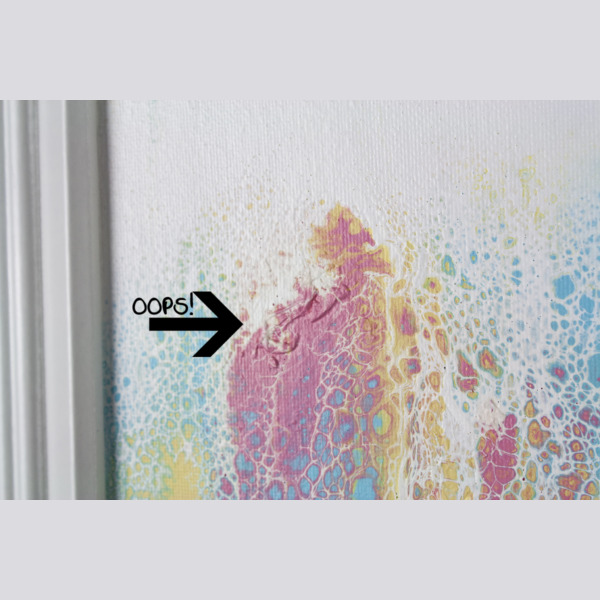 Detail to show accidental texture Rainbow Sorbet, Rainbow Acrylic Pour Painting by Heather Miller Art