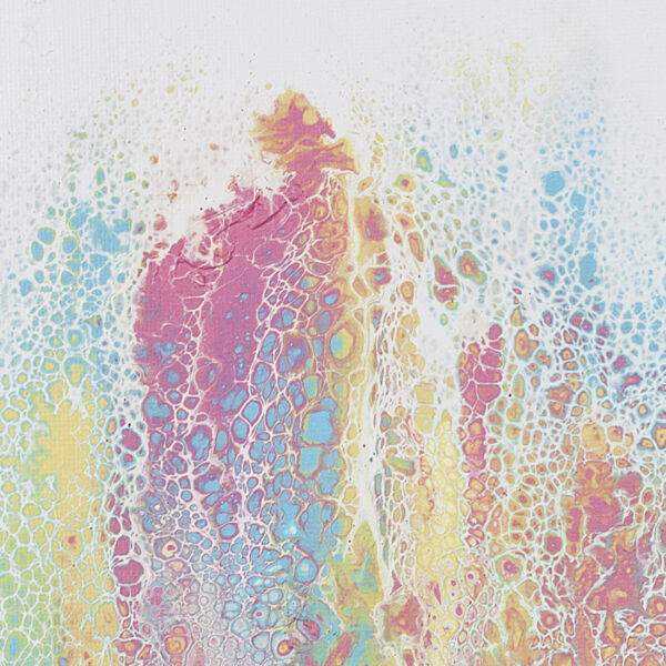 Detail 1 Rainbow Sorbet, Rainbow Acrylic Pour Painting by Heather Miller Art