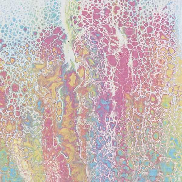 Detail 2 Rainbow Sorbet, Rainbow Acrylic Pour Painting by Heather Miller Art